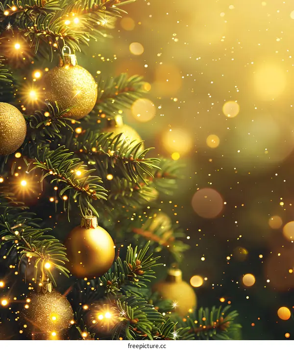 Christmas tree with golden balls