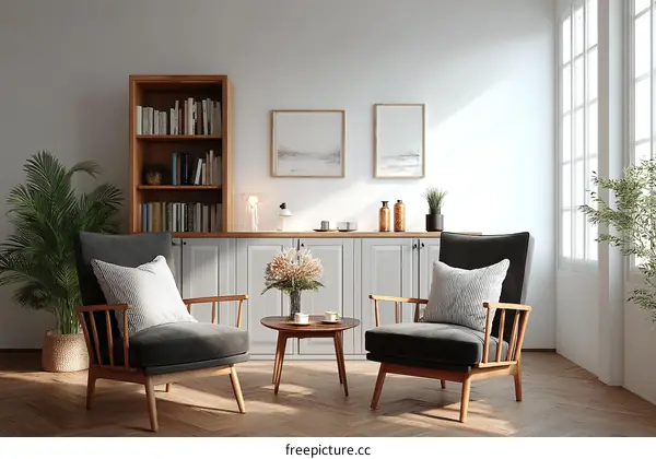 Cozy Reading Nook Interior Design Illustration