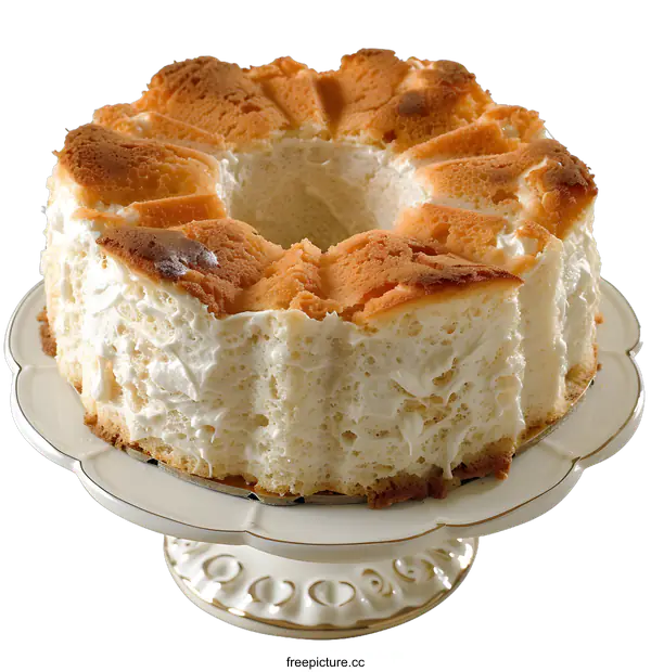 [Transparent Background PNG]Angel Food Cake on Pedestal