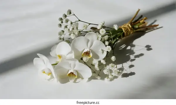 Bouquet of White Orchids with Small White Flowers