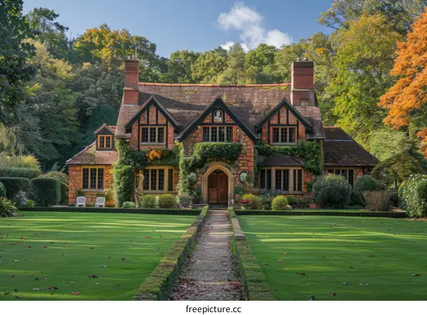 Charming Tudor Revival House with Serene Garden Oasis
