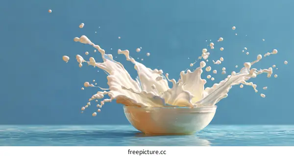 Milk Splash in a Bowl, Beautiful Splashing Effect