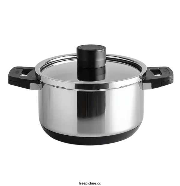 [Transparent Background PNG]Stainless Steel Pressure Cooker with Lid