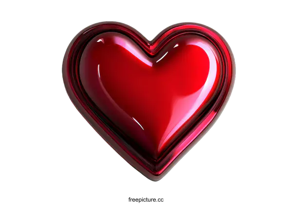 [Transparent Background PNG]3D Rendered Glossy Red Heart Shape