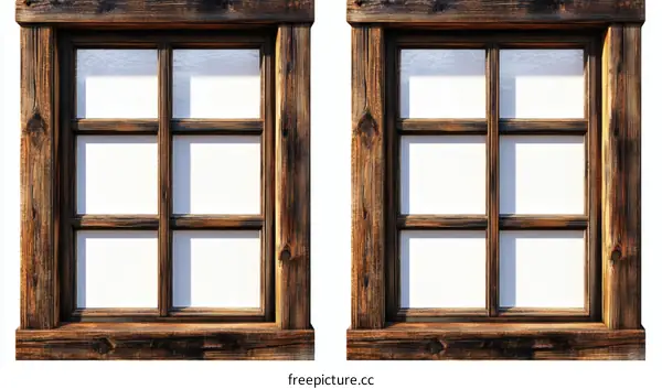 Antique Wooden Window Design Illustration