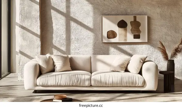 Modern Beige Sofa in a Stylish Living Room