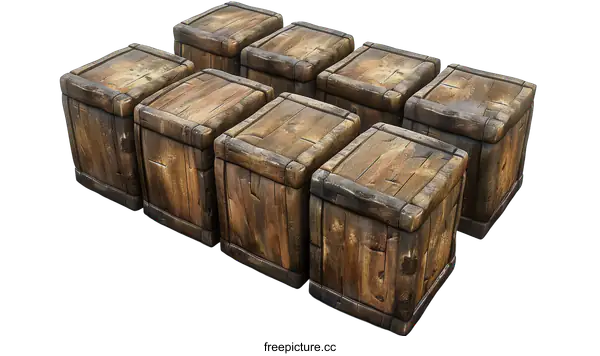 [Transparent Background PNG]Eight wooden crates