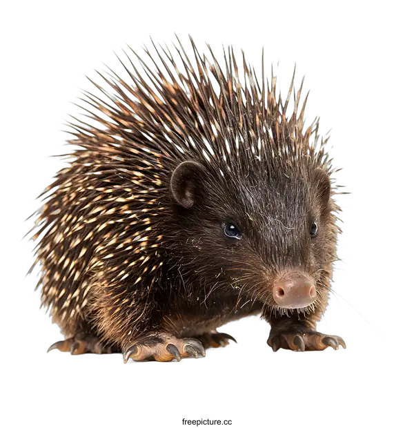 [Transparent Background PNG]Close Up of a Young Porcupine with Spikes