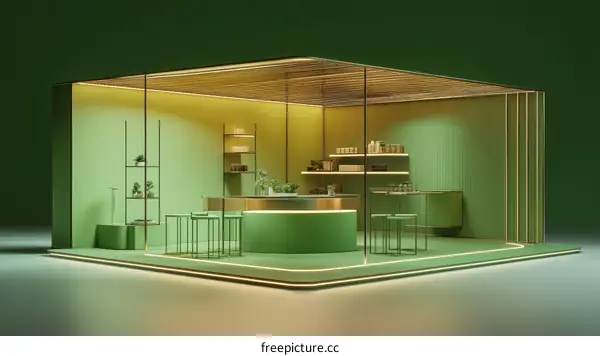 Modern Green Retail Display Booth Design