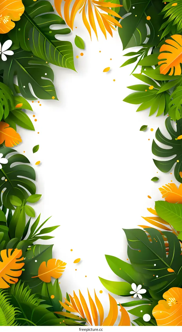 Tropical Leaves Border Frame Background