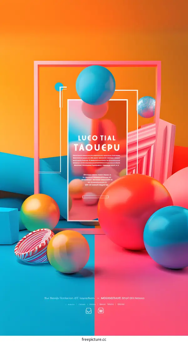 Abstract 3D Geometric Shapes  Background with Bright Colors and Minimalist Design