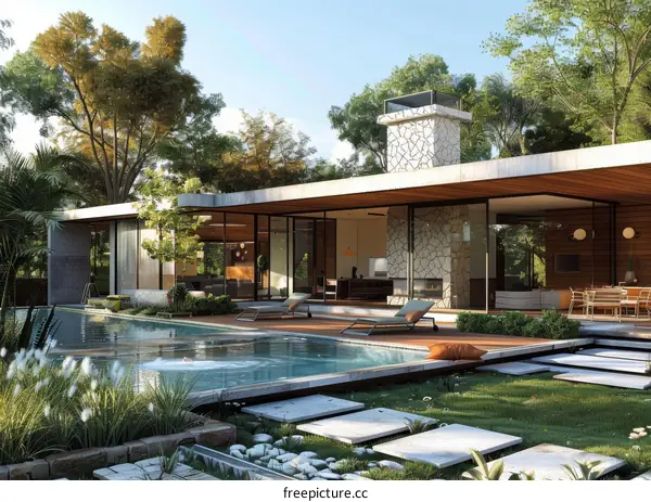 Modern Minimalist House with Pool and Terrace