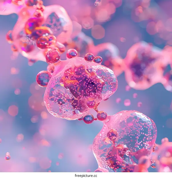 Pink and purple abstract illustration of a virus or bacteria
