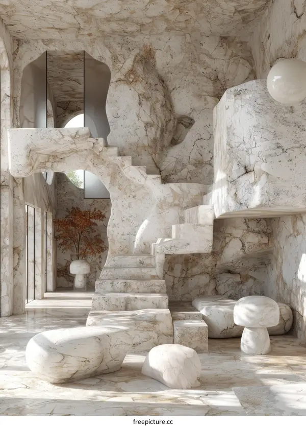 Abstract Interior Design with Marble Elements