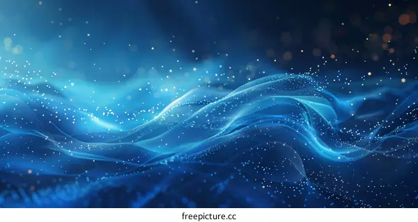 Blue 3D rendered image with soft and silky waves
