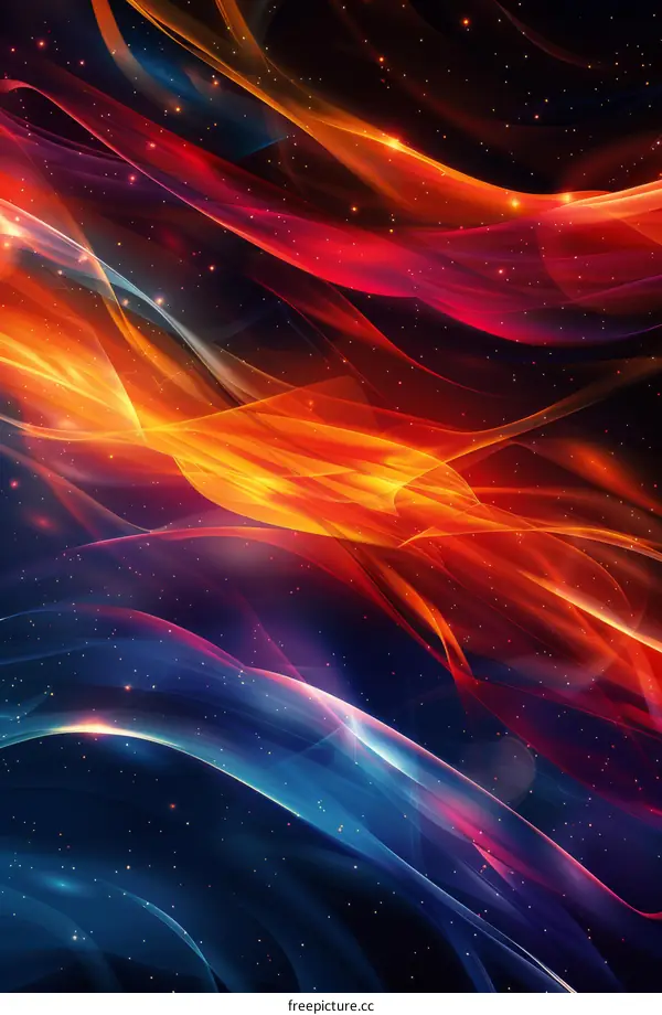 Cool Red and Blue Flames Dancing in Space