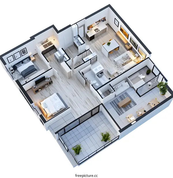 Modern Apartment Floor Plan with Balcony