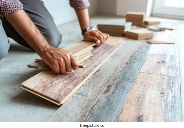 Installing Laminate Flooring Installation by a Person