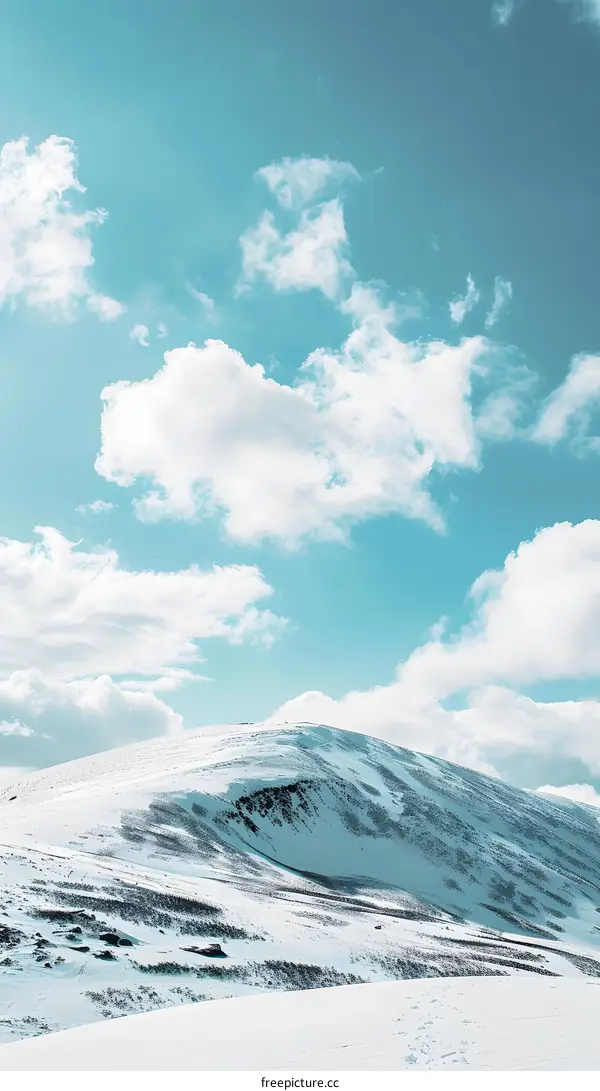 Snowy Mountain Peak Under Blue Sky With White Clouds