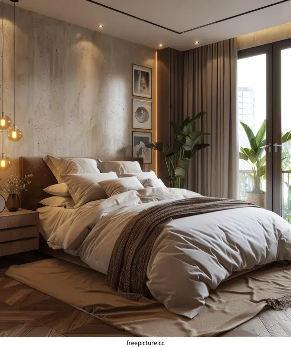 Modern Beige Bedroom Interior Design