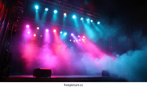 Colorful Stage Lights and Smoke Show