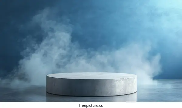 Abstract Gray Concrete Cylinder Display Podium