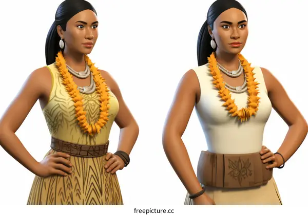 Polynesian Woman in Traditional Dress