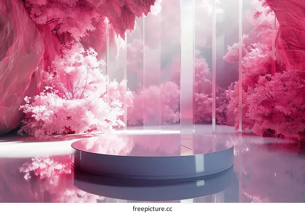 Pink Floral Display Podium Scene