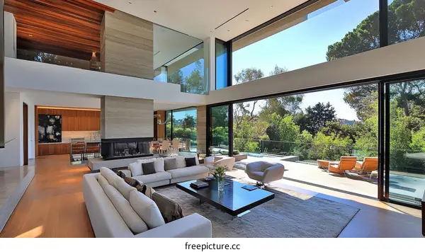 Modern Open-Plan Living Room with Panoramic Views