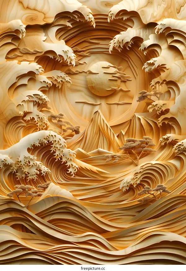 Wooden Wave Landscape Art