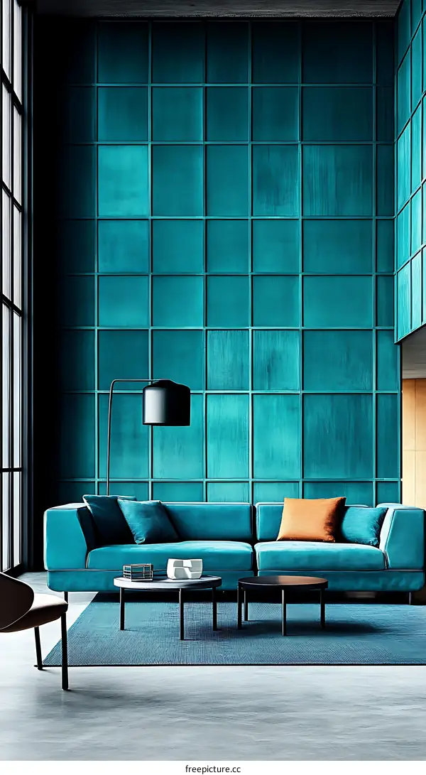 Modern Teal Living Room Interior Design