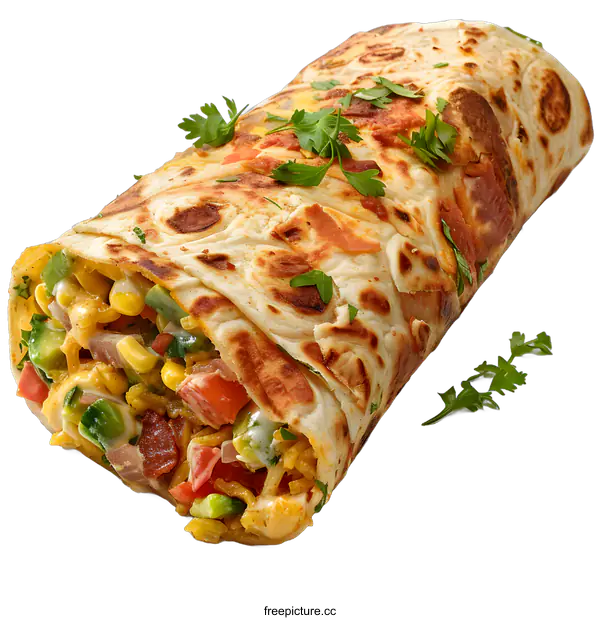 [Transparent Background PNG]Delicious Vegetarian Wrap with Fresh Ingredients