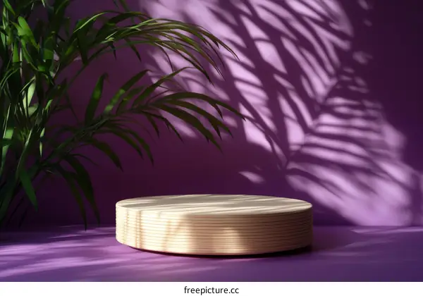 Elegant Wood Podium Display with Tropical Plants