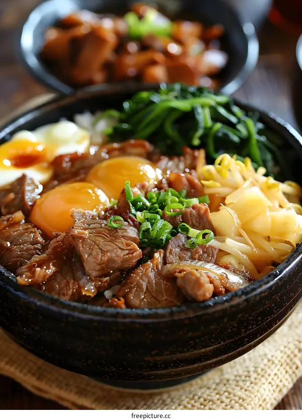 A bowl of delicious beef rice bowl