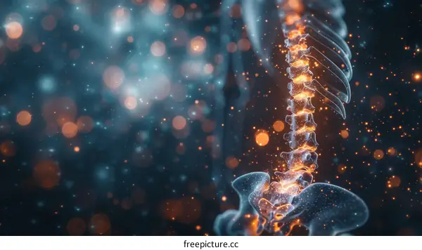 Human Spine Luminous Anatomy in Abstract