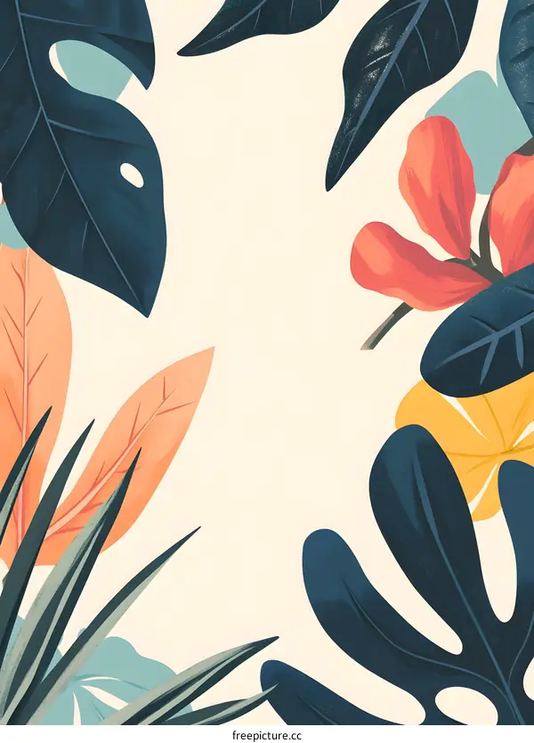 Tropical Leaves Frame Background