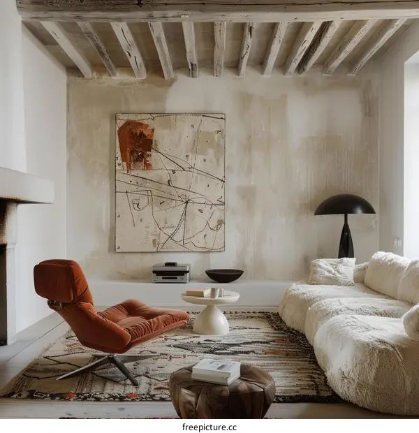 Modern Retro Home Interior Living Room Design