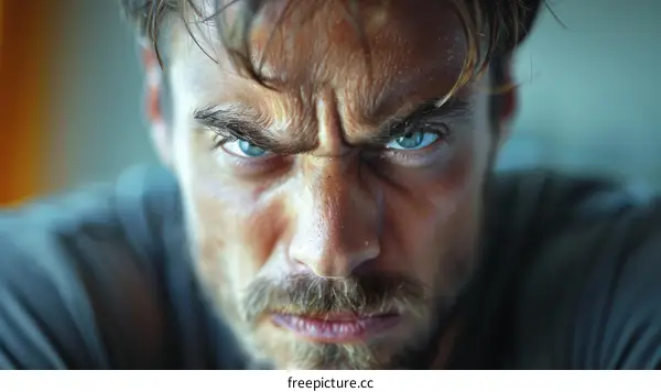 Close-up Portrait of an Angry Man