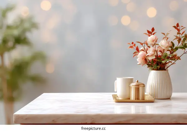 Elegant Still Life with Flowers and Coffee