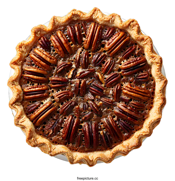 [Transparent Background PNG]A delicious pecan pie isolated on a white background