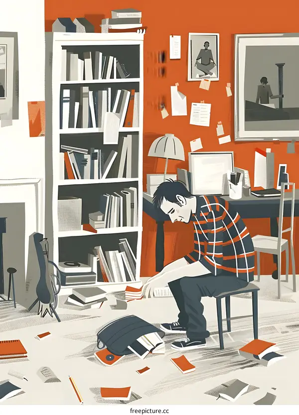 Man Sitting in a Chair in a Messy Room