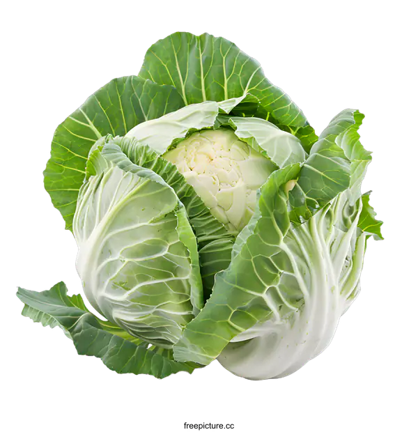 [Transparent Background PNG]Fresh Green Cabbage Isolated on White Background