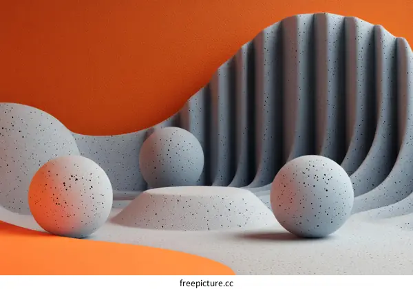 Abstract Geometric Forms in Orange and Grey