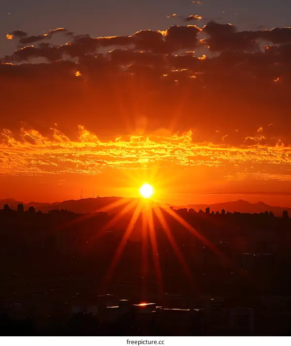 Sunset over the city