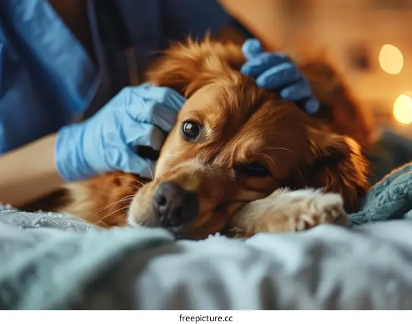 Veterinarian Petting a Dog
