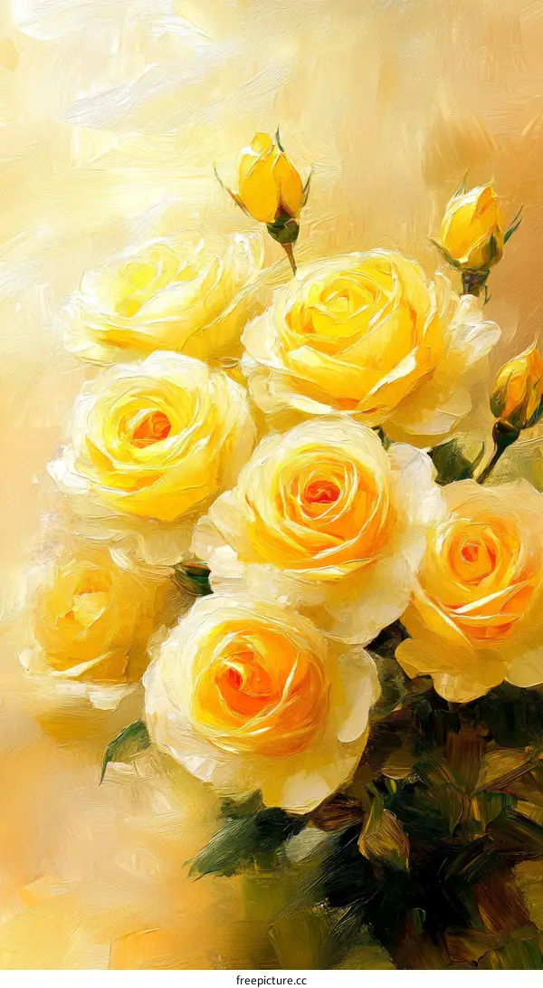 Yellow Roses in Artistic Still Life Painting