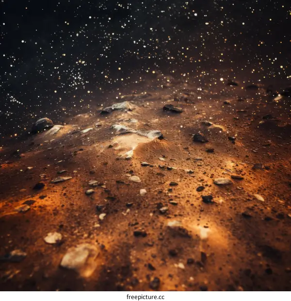 Rocky Moon Landscape with Glowing Stars