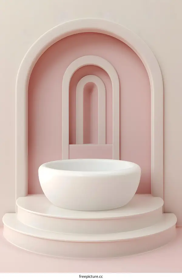Pink and White Archway with Round Platform