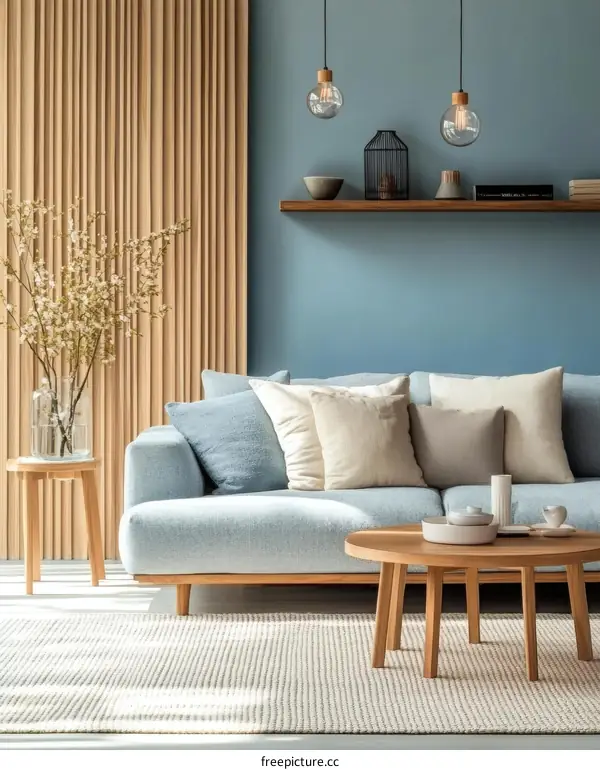 Modern Light Blue Sofa Living Room Interior Design