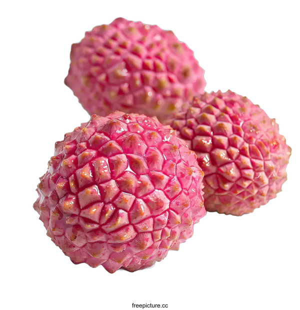 [Transparent Background PNG]three lychees on a white background